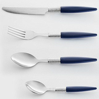 Столовые приборы WEBBER BE-011P24/9 &quot;Жемчуг&quot; темно-синий 24пр