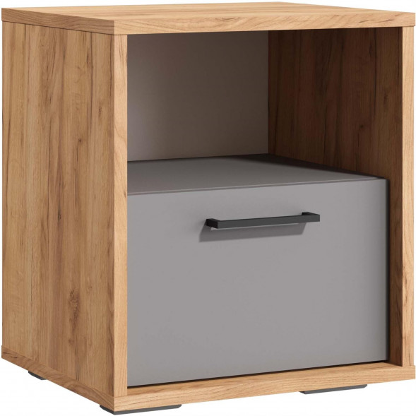 Корпусная мебель МЕБЕЛЬ-КОМПЛЕКС К.0002.04 Тумба прикроватная с ящиком Трио/Дуб золотой крафт/Белый/Серый шифер (1 кор.) МЕБЕЛЬ-КОМПЛЕКС К.0002.04 Тумба прикроватная с ящиком Трио/Дуб золотой крафт/Белый/Серый шифер (1 кор.)