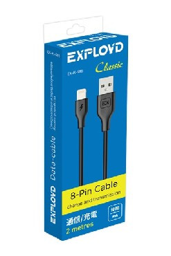 Дата-кабель EXPLOYD EX-K-488 Дата-кабель USB - 8 Pin 2М Classic круглый чёрный