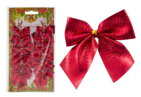 Новогоднее украшение ВОЛШЕБНАЯ СТРАНА Бант &quot;Рождественский&quot; (12шт) 7705