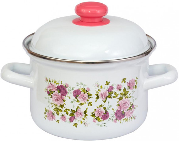 Кастрюля ЛЫСЬВА 16084АП2 Китайская роза эмал 1,5л
