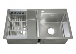 Мойка врезная FABIA PROFI 78433 Мойка врезная ДВОЙНАЯ 78х43см толщина 3,0х0,8мм, глубина 200 мм+большой сифон с переливом+корзина