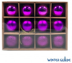 Набор ёлочных шаров WINTER GLADE Набор ёлочных шаров пластик, 6 см, 12 шт, фиолетовый микс, 6012G005