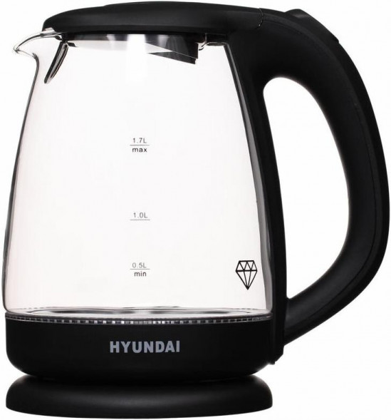 Чайник HYUNDAI HYK-G1001 1.7л. 2200Вт черный (стекло/пластик)