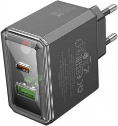 BOROFONE (6941991110641) 1USB+1Type-C 3.0A QC3.0 PD 30W Black