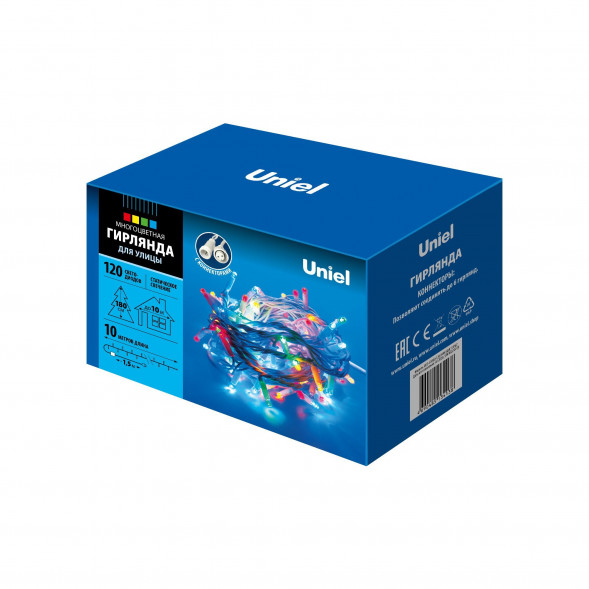 Электрогирлянда UNIEL UL-00007202 ULD-S1000-120/SWK MULTI IP67 10м. Соединяемая.120 светодиодов. Разноцветный свет.
