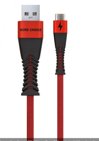 Кабель MORE CHOICE (4627151192253) K41Sa USB (m)-Type-C (m) 3.0А 1.0м - черный/красный