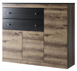 Модульная мебель АНРЭКС JAGGER Тумба 3D2S цвет Дуб монастырский /Черный (4 уп.)