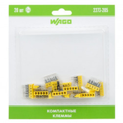 Электроустановочные изделия WAGO (07-5134-20) СЕРИЯ 2273-205 КОМПАКТНАЯ КЛЕММА 5-Х ПРОВОДНАЯ, 20 ШТУК