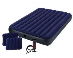 Матрас надувной INTEX Матрас надувной CLASSIC DOWNY AIRBED 152x203x25 см (ручной насос+2 подушки) . Арт. 64765