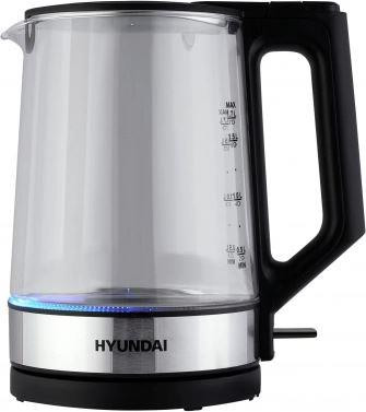Чайник HYUNDAI HYK-G8808 1.7л. 2200Вт черный/серебристый (стекло)
