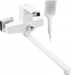 Смеситель для ванны BRIMIX 5563 Смеситель в ванную, длинный излив, шаровый, из высокопрочного пластика АБС, БЕЛЫЙ, квадратный корпус