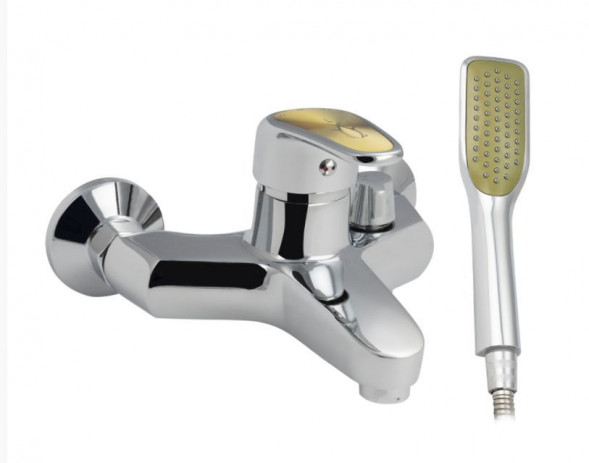 Смеситель для ванны RUSSIA-MOSCOW 4410 Смеситель в ванную шаровый короткий нос с ЗОЛОТОЙ ручкой