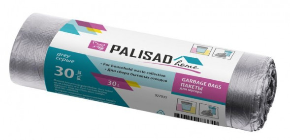 Пакеты для мусора PALISAD Пакеты для мусора 30 л X 30 шт. серые, HOME 927035