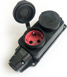 Колодка штепсельная соединительная КОСМОС KKsm-2g-Z-IP(B)16A черный
