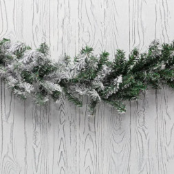 Еловый венок NEON-NIGHT (307-122) ЗАСНЕЖЕННЫЙ ЕЛОВЫЙ ШЛЕЙФ 2.7 М, O 26 СМ, ПВХ