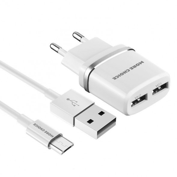 СЗУ MORE CHOICE (4627151190143) NC22m СЗУ 2USB 2.4A для micro USB White