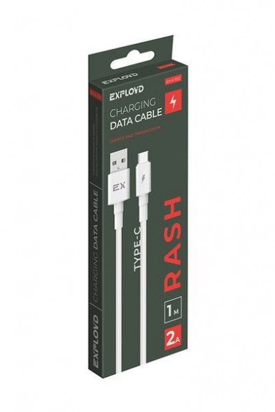 EXPLOYD EX-K-1153 Дата-кабель/USB - TYPE-C/круглый/белый/1М/2A/Rash