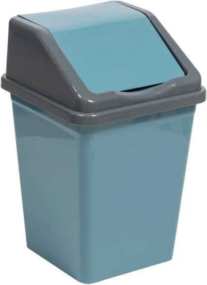 Ведро VIOLET с подвижной крышкой 16л квадратное (бирюзово-синий/серый) 941655