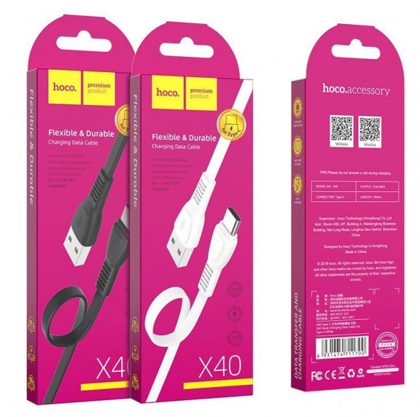 Дата-кабель Type-C HOCO (6931474711694) X40 USB (m) - Type-C (m) 1.0m - черный