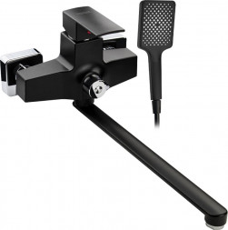 Смеситель для ванны BRIMIX 5564 Смеситель в ванную, длинный излив, шаровый, из высокопрочного пластика АБС, ЧЕРНЫЙ, квадратный корпус