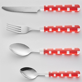 Столовые приборы WEBBER BE-014P25/1 &quot;Геометрия&quot; красный 25пр