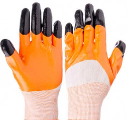 Перчатки INBLOOM Перчатки садовые с двойным нитриловым полуобл., 10 размер, 23,5см, 45гр, 2 цв 188-039