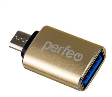 Адаптер PERFEO (PF_C3001) adapter USB на micro USB c OTG, 3.0 (PF-VI-O012 Gold) золотой
