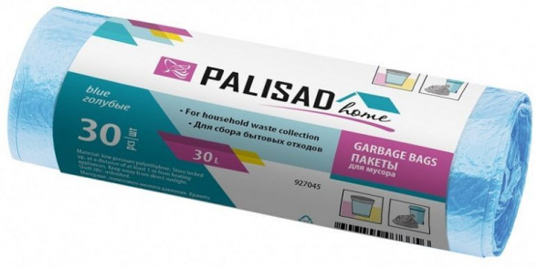Пакеты для мусора PALISAD Пакеты для мусора 30 л X 30 шт. голубые, HOME 927045