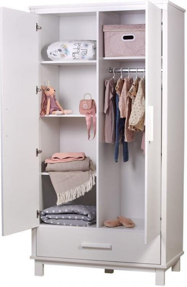 Шкаф POLINI Шкаф двухсекционный Polini kids Simple 3410, с 1 ящиком, белый (4 кор)