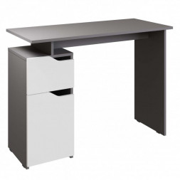 Модульная мебель МЕБЕЛЬ-КОМПЛЕКС ЛАЙТ Стол письменный компьютерный с тумбой Серый шифер/Белый