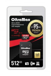 Карта памяти OLTRAMAX MicroSDXC 512GB Class 10 UHS-1 PREMIUM (U3) + адаптер (SD 95 MB/s)