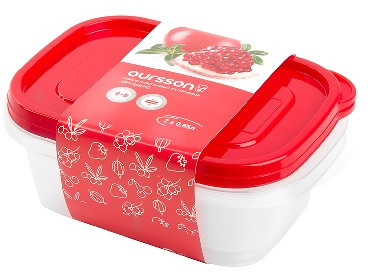 Посуда из пластика OURSSON CP1784S/RD набор контейнеров прямоуг.0,85л.