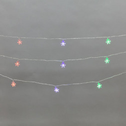 Гирлянда NEON-NIGHT (304-024) Гирлянда светодиодная Снежинки большие 5м, 20LED, IP20, прозрачный провод, свечение мульти (RG/RB), мигание, 230В