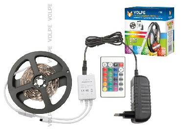 Светодиодная лента VOLPE (10775) ULS-Q211 5050-30LED/M-IP20-3M-RGB Комплект лента 3м RGB и Адаптер 24Вт