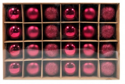 Набор ёлочных шаров WINTER GLADE Набор ёлочных шаров пластик, 6 см, 24 шт, красный микс, 6024G003