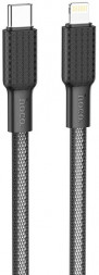 Кабель HOCO (6931474760180) X69ia USB 2.4A PD 20W для Lightning 8-pin Type-C , нейлон 1м- черны/белый