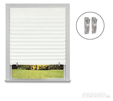 Самоклеящиеся шторы-плиссе РЫЖИЙ КОТ Самоклеящиеся шторы-плиссе Skandi, размер 60х160см, цвет белый 105043