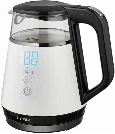 Чайник HYUNDAI HYK-G3013 1.0л. 2200Вт белый/черный (стекло)