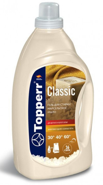 Бытовая химия TOPPERRA 1621 Гель-концентрат для стирки белья, Марсельское мыло, 2000 мл