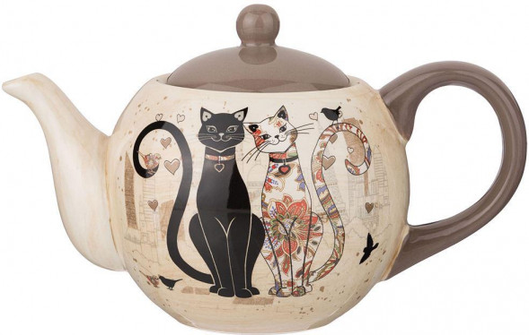 Чайник заварочный AGNESS ЧАЙНИК &quot;ПАРИЖСКИЕ КОТЫ&quot; 22,5*13,5*14,5 СМ 900 МЛ (КОР=16ШТ.) 358-1723