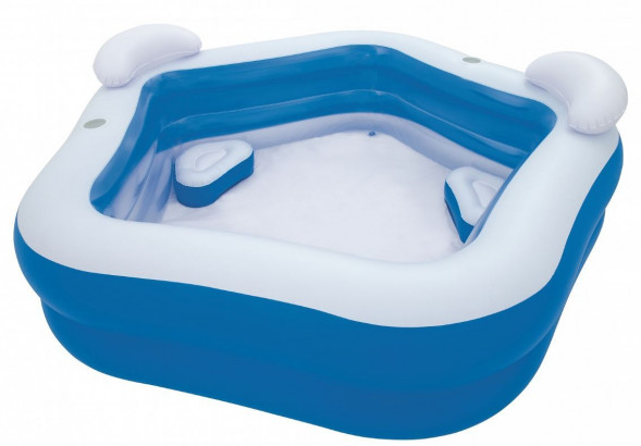 бассейн BESTWAY 54153 Бассейн надувной Bestway 213*206*69 см, 575 л, с сиденьями и подголовниками