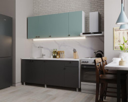 Кухонный гарнитур НК-МЕБЕЛЬ ДЕМИ кухонный гарнитур 180 Графит/Сум.голубой 76144513 (5 кор.)