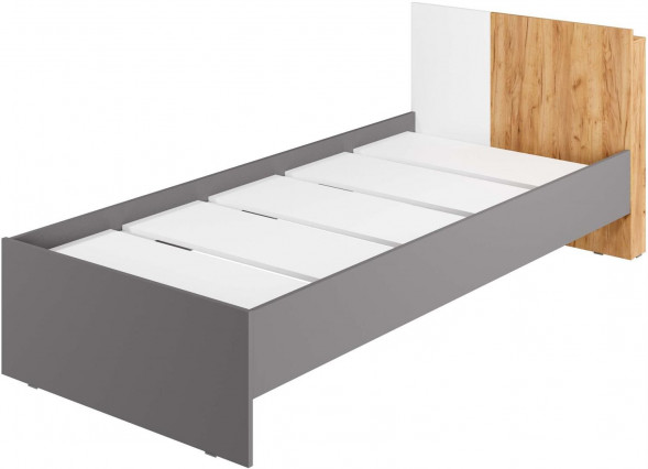 Корпусная мебель МЕБЕЛЬ-КОМПЛЕКС К.0002.07 Кровать 2000*900 Трио/Дуб золотой крафт/Белый/Серый шифер (3 кор.) МЕБЕЛЬ-КОМПЛЕКС К.0002.07 Кровать 2000*900 Трио/Дуб золотой крафт/Белый/Серый шифер (3 кор.)