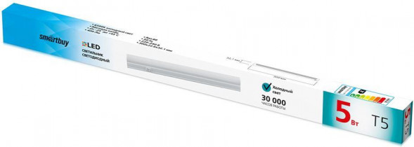 Светльник SMARTBUY ( SBL-T5-5W-65K) Светодиодный (LED T5 5W матовый L300 mm