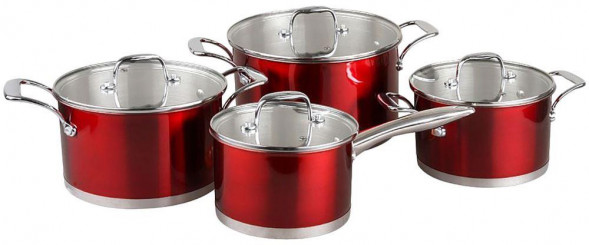 POMIDORO POMI D&#039;ORO PSS-640028 Prezioso Набор кастрюль 18см, 20см, 24см и соусник 16см с крышками