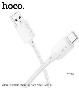 Кабель HOCO (6942007646185) X113a USB 3.0A для Type-C - 1м , белый