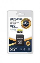 Карта памяти EXPLOYD MicroSDXC 512GB Class 10 UHS-1 Premium (U3) + адаптер SD (95 MB/s)