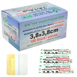Лейкопластырь SFM Лейкопластырь Бактерицидный 3,8 см х 3,8 см №1 (кратно 100) (нетканая основа) - SFM-Strip, Германия