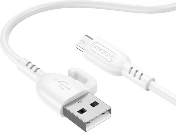 Кабель BOROFONE (6974443389913) BX91mUSB 2.4A microUSB белый - 1,0m